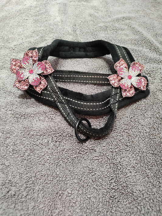 Luxury One Flower Rhinestone Pet Harness-Pink