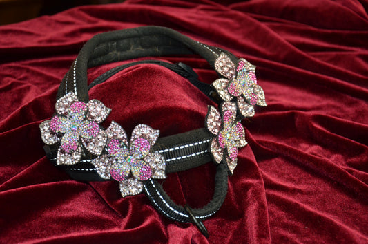 Luxury Two Flower Rhinestone Pet Harness-AB (Aurora borealis) color