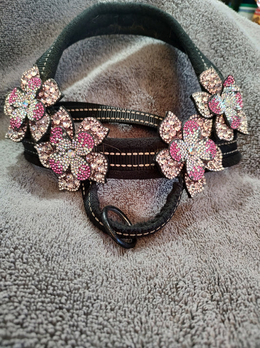 Luxury Two Flower Rhinestone Pet Harness-Pink