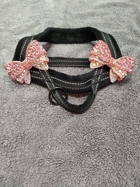 Luxury Bow Rhinestone Pet Harness- Pink